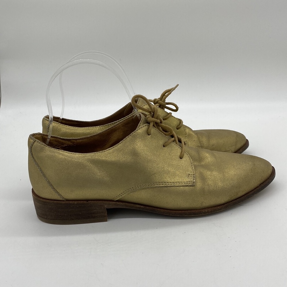 Madewell The Frances Oxford Shoes Metallic Gold Leather Womens Size 8
